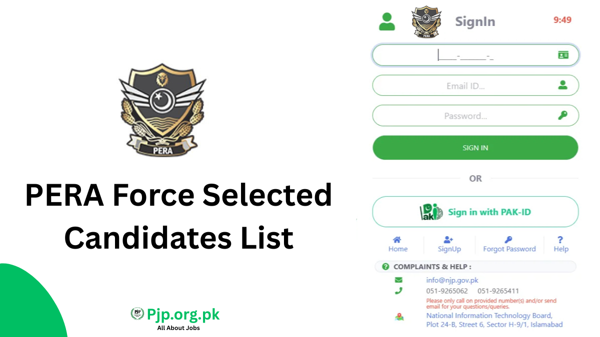 PERA Force Selected Candidates List 2026