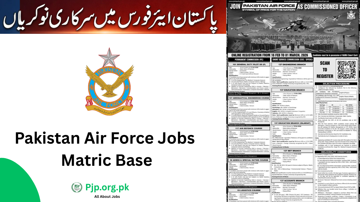 Pakistan Air Force Jobs Matric Base